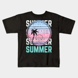 Hello summer Beach summertime Adventure travel lover palm tree sun Kids T-Shirt